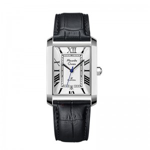 Alexandre Christie AC 8714 Silver White Leather Man MDLSSSL